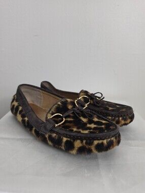 Lauren Ralph Lauren Leopard Print Faux Fur Moccasins with Gold-Tone Bit